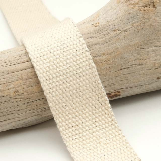 30mm Silver Lurex Cotton Ribbon, Ecru - Maison Klem
